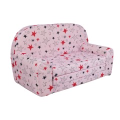 Petit canapé enfant convertible rose motif étoiles