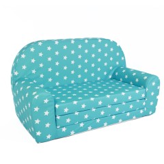 Petit canapé enfant convertible turquoise motif étoiles