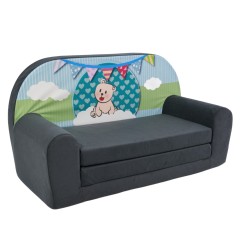 Petit canapé enfant convertible en bouclette effet mouton vert