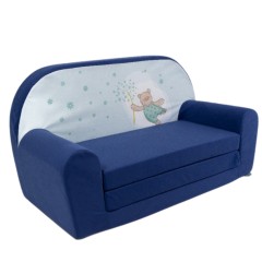 Petit canapé enfant convertible en bouclette effet mouton motif ours en peluche