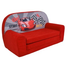 Petit canapé enfant convertible motif voiture de course