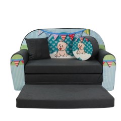 Grand canapé enfant convertible en bouclette effet mouton vert