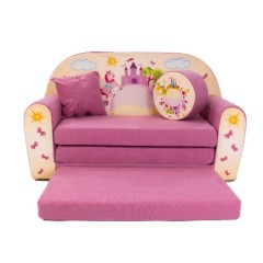 Grand canapé enfant convertible rose
