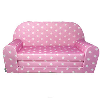Mini canapé-lit enfant rose Étoiles Blanches