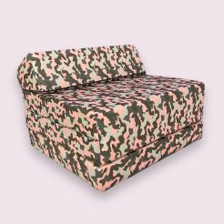 Matelas d'appoint 200 x 70 x 10 cm avec appuie-tête motif Camouflage rose