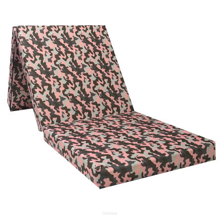 Matelas d'appoint pliant deux personnes 195x120x8cm motif Camouflage Rose