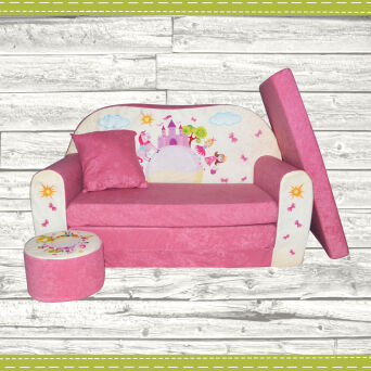 Sofa enfant 2 places convertibles Château Rose