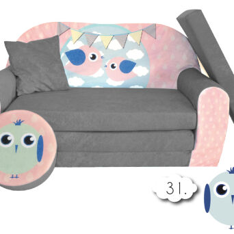 Sofa enfant 2 places convertibles petits oiseaux III