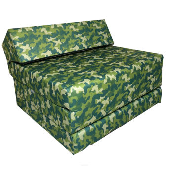 Matelas d'appoint 200 x 70 x 10 cm avec appuie-tête motif Camouflage vert