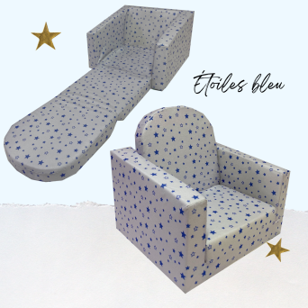 Fauteuil Pliable "Étoiles Bleu" – Le Compagnon de Repos Céleste pour Votre Enfant