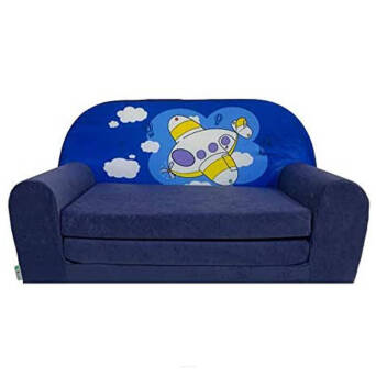 Mini canapé-lit enfant bleu Avion