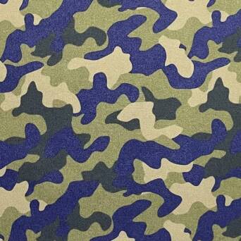 Tissu microfibre motif Camouflage bleu marine