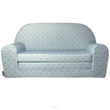 Mini canapé-lit enfant bleu Coeurs