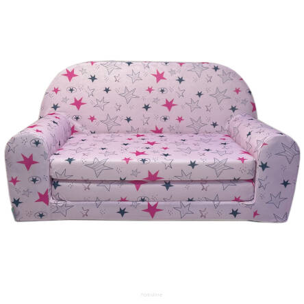 Mini canapé-lit enfant rose Étoiles Roses et Gris