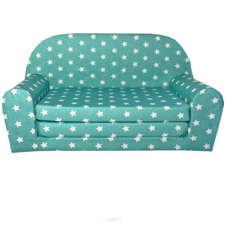 Mini canapé-lit enfant vert Étoiles blanches