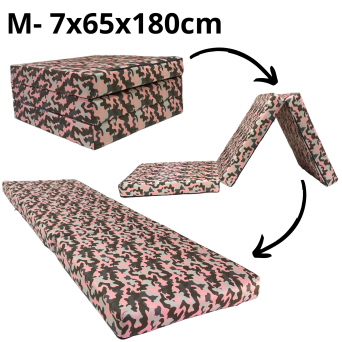 Matelas d'appoint pliant M 180 x 65 x 7 cm motif Camouflage rose