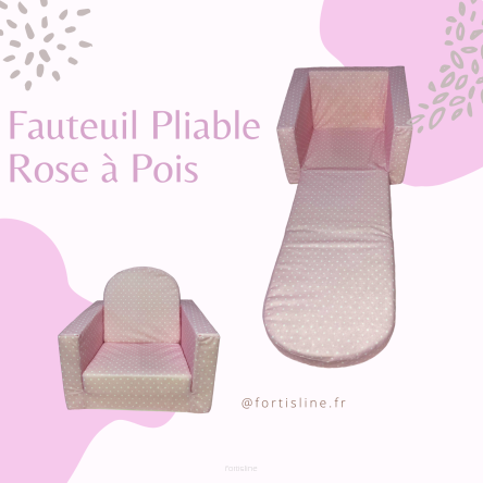 Fauteuil Rose à Pois Pliable en Mousse pour Enfants - Douceur et Sécurité au Rendez-vous!