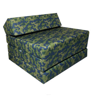 Matelas d'appoint 200 x 70 x 10 cm avec appuie-tête motif Camouflage bleu marine